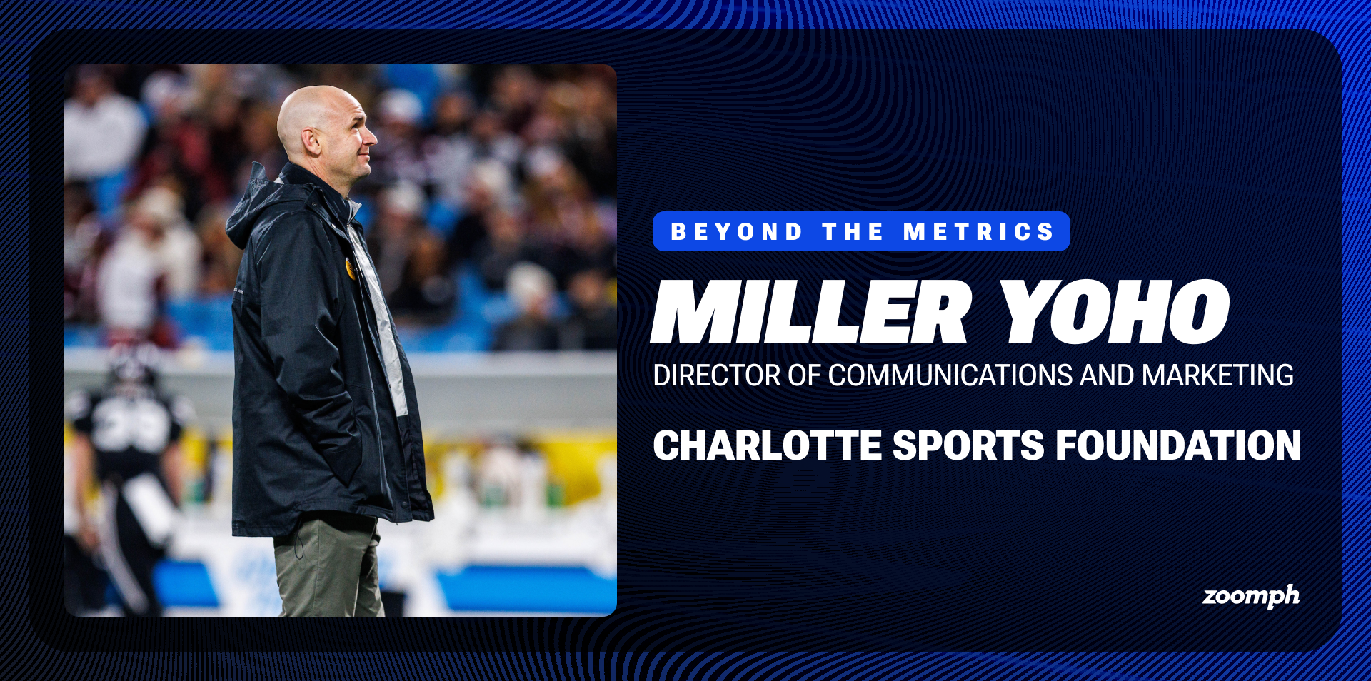 Photo of Miller Yoho, Director of Communications and Marketing for the Charlotte Sports Foundation at the Duke's Mayo Bowl